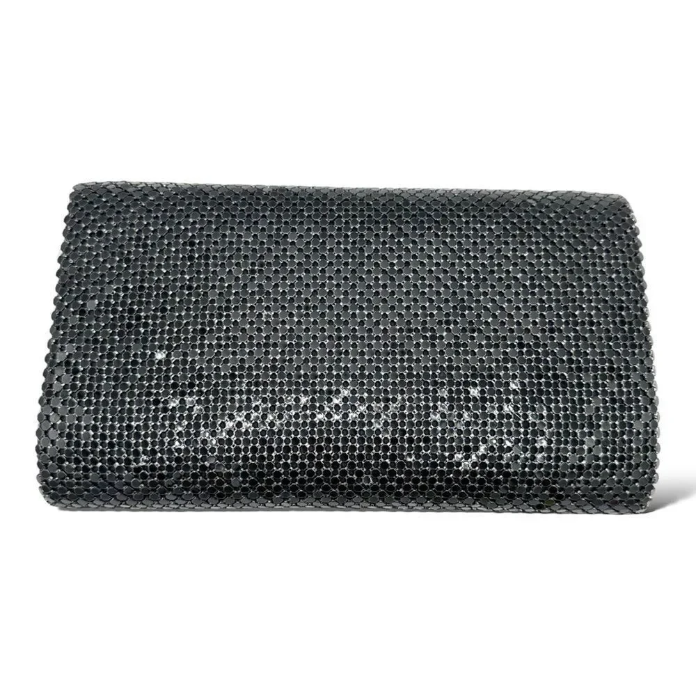 Marlo Vintage 80’s/90”s Black Mesh Clutch Evening Bag w/Convertable Chain‎